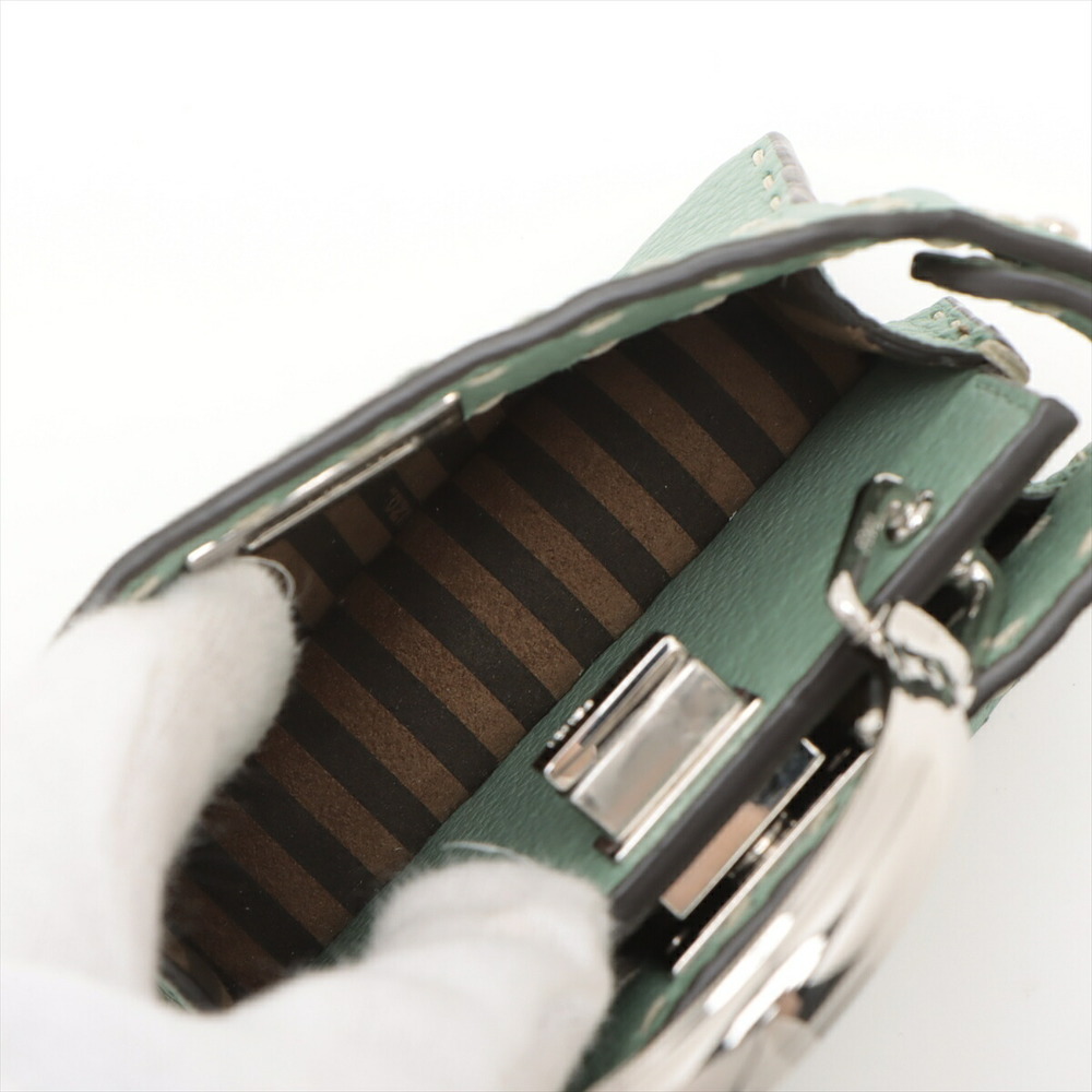 Fendi Peekaboo 2way Python Ic U Green Handbag Lea… - image 8